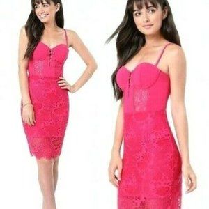 bebe Lace Bustier Dress in Bright Rose Size 4